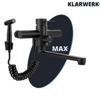 MAX |rubinetto miscelatore gastronomia montaggio a parete nero|rubinetto cucina professionale acciaio inox con doccetta|ristorante parete bocca piatta