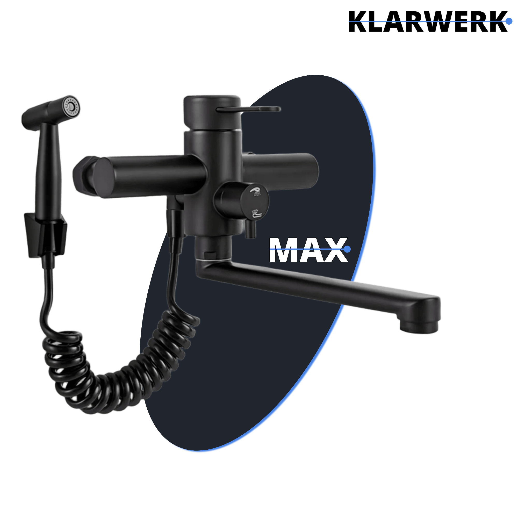 MAX |rubinetto miscelatore gastronomia montaggio a parete nero|rubinetto cucina professionale acciaio inox con doccetta|ristorante parete bocca piatta