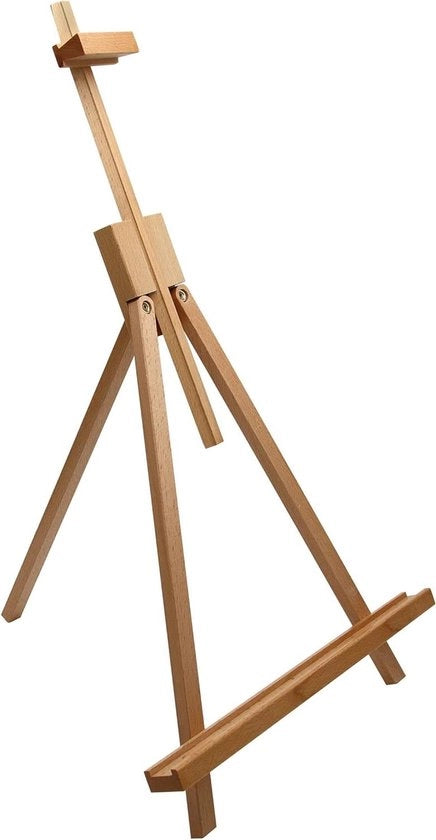 Easel per dipinti con tavola di legno di quercia inclinabile e supporto per tela 70 cm con piede di stabilizzazione e supporto per tela pieghevole mini-easel per dipinti con supporto per tela portatile