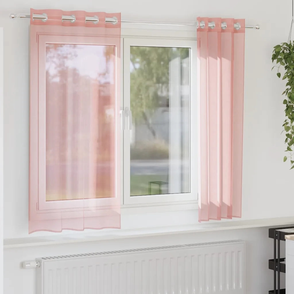 Tende in Voile con Occhielli 2 pz Rosa 140x175 cm 4102096