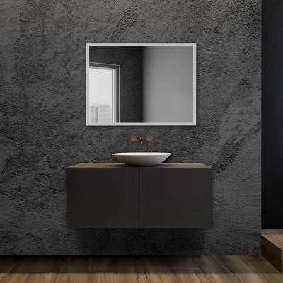 Specchio bagno 80x60 cm reversibile con cornice LED bianco naturale