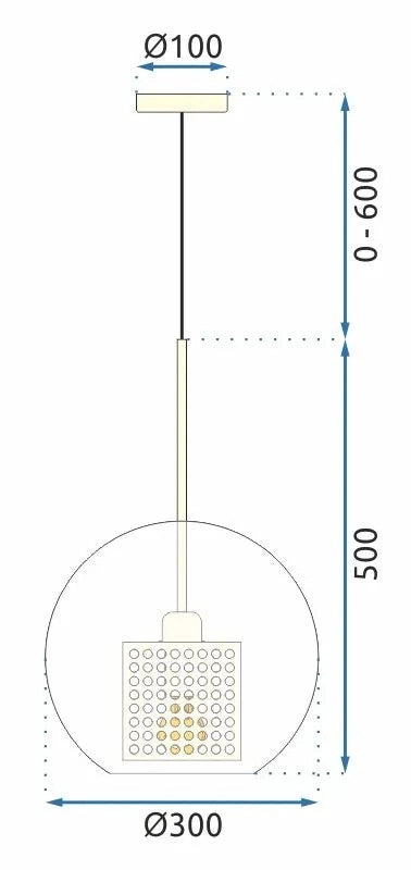 Lampada Pensile Di Vetro Nero Loft APP559-1CP 30cm