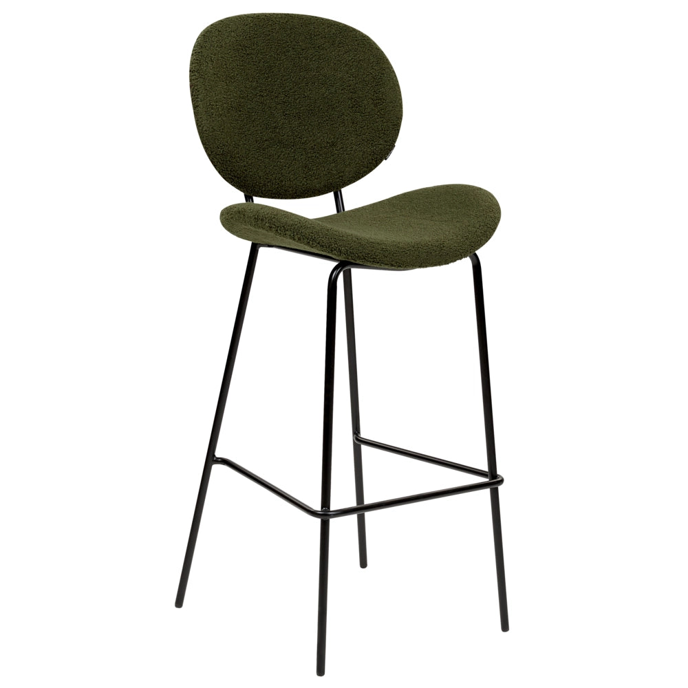 Set di 2 sedie da pranzo Verde Scuro con gambe senza braccioli Bouclè PU Gambe in ferro nero Design contemporaneo e retrò Sedute per la sala da pranzo