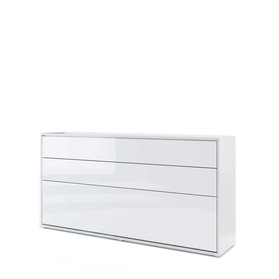 Lenart bed Concept letto da parete orizzontale cm211x46-118x107H Bianco Lucido