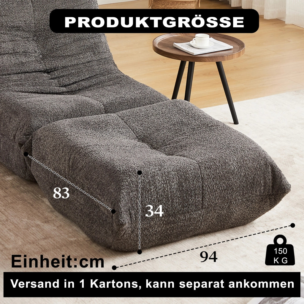 Poggiapiedi Divano Chenille ¨C MINIMAL ¨C Tessuto, Beige