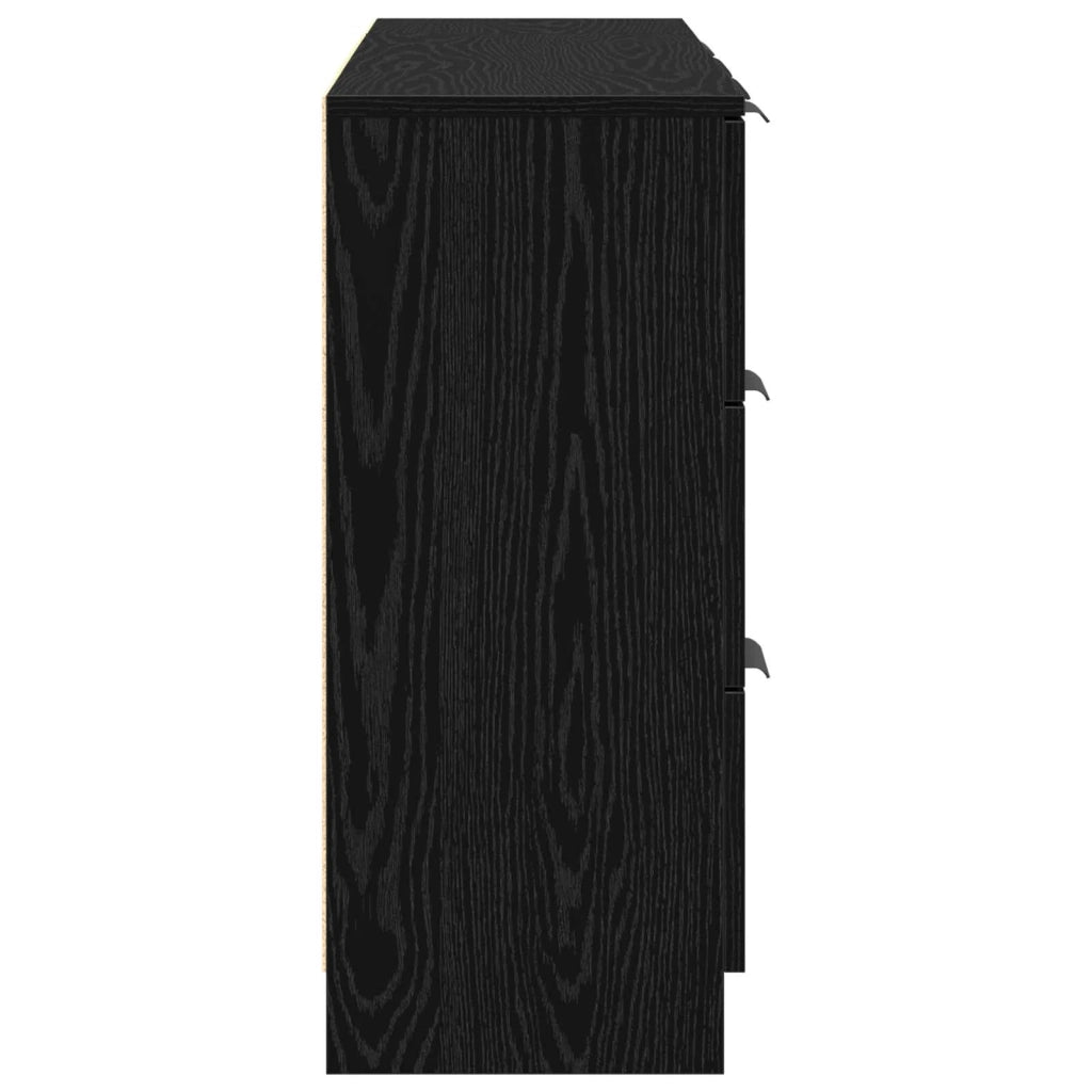 Credenza con cassetto 3 pcs Rovere Nero Legno multistrato 3332544