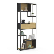 IDMarket - DETROIT libreria asimmetrica a 6 livelli con cassetto dal design industriale 161 cm