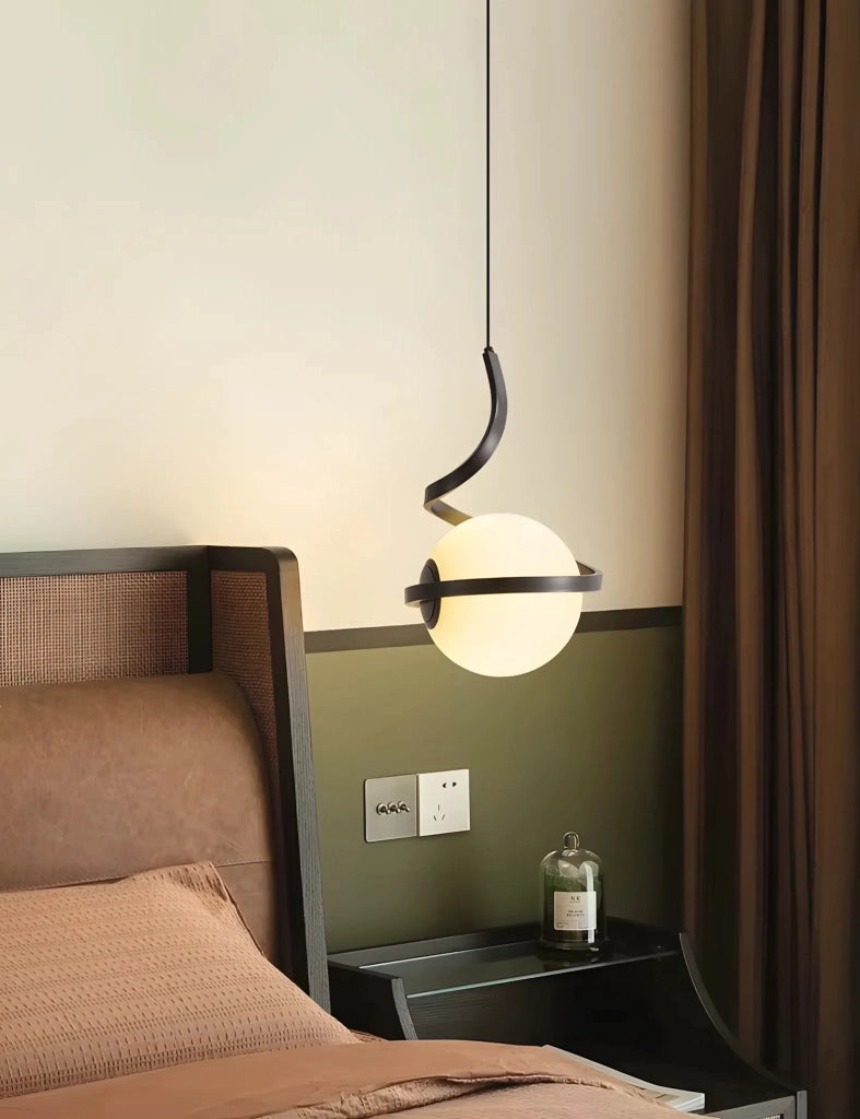 Lampada A Sospensione A Spirale Con Sfera In Vetro APP1732-1CP Black