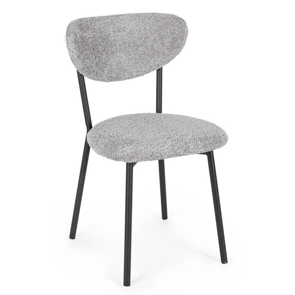 Set di 2 Sedie Imbottite in Tessuto Bouclé con Gambe in Acciaio - BEATRICE