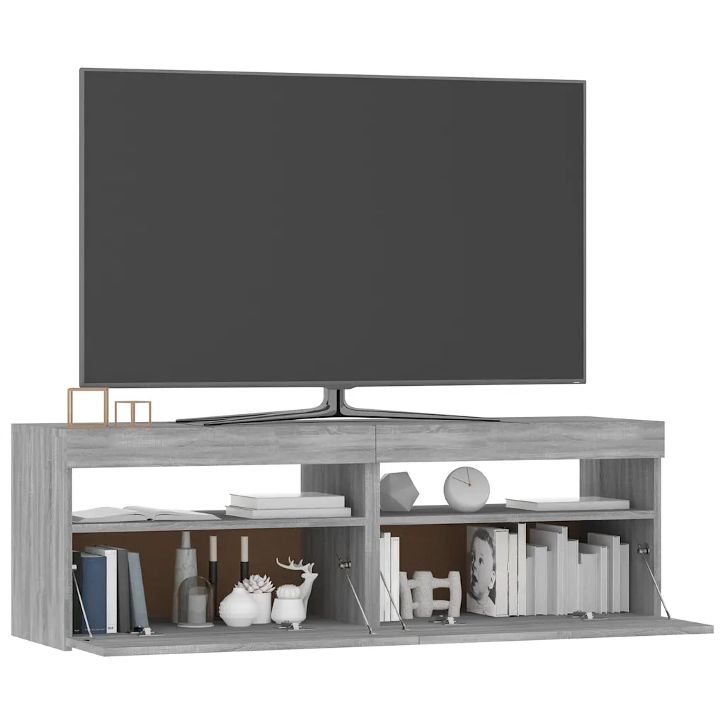 Mobile Porta TV con Luci LED Grigio Sonoma 120x35x40 cmcm 815673