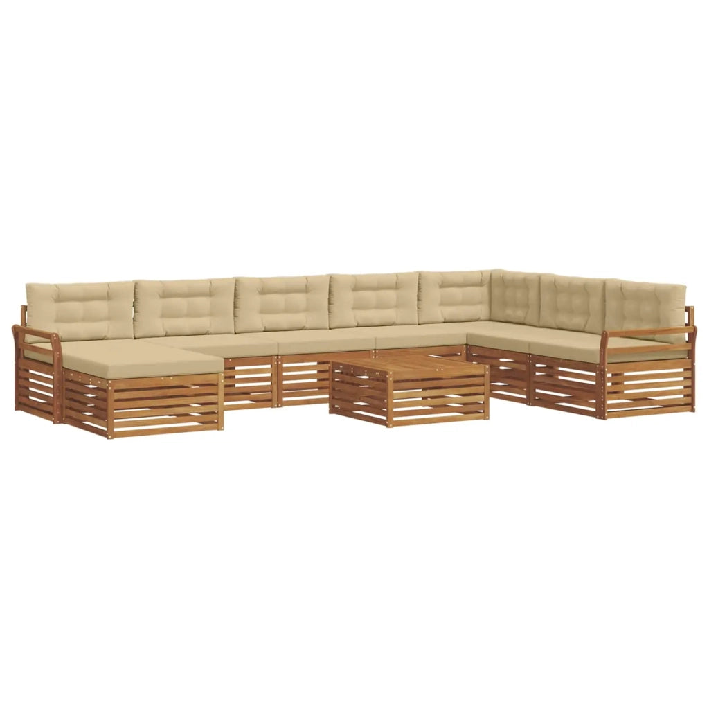 Set di divani da esterno con cuscino 9 pcs Naturale e Beige