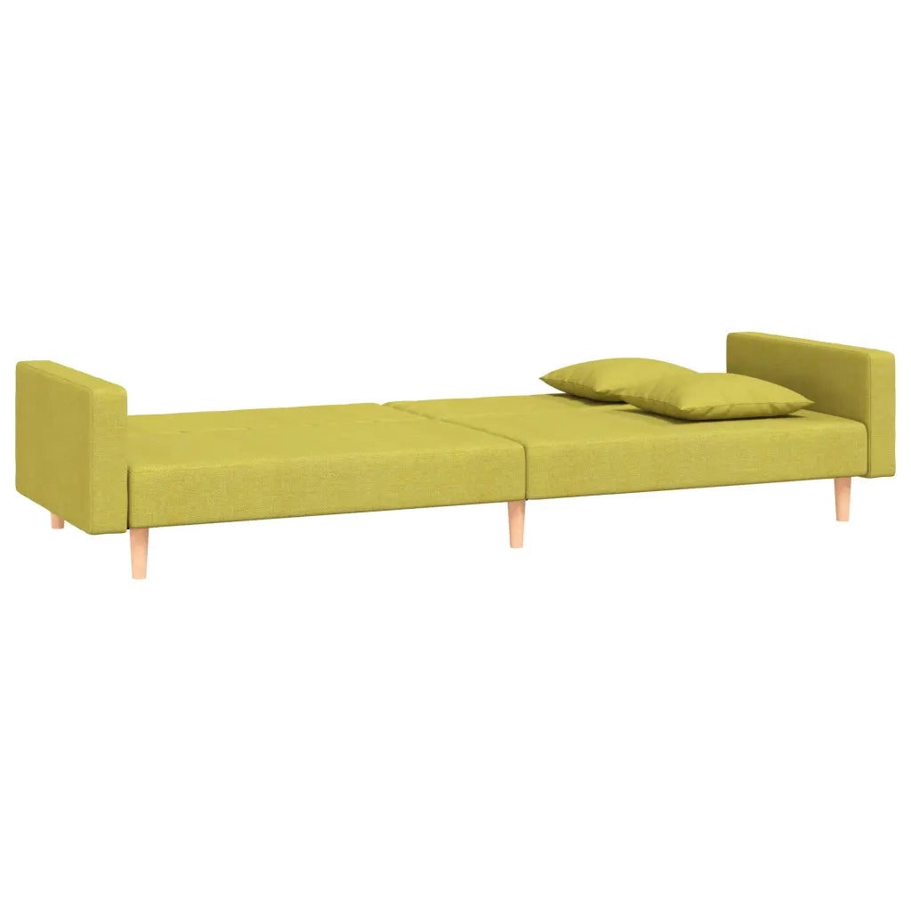 Divano Letto a 2 Posti con 2 Cuscini Verde in Tessuto 375905