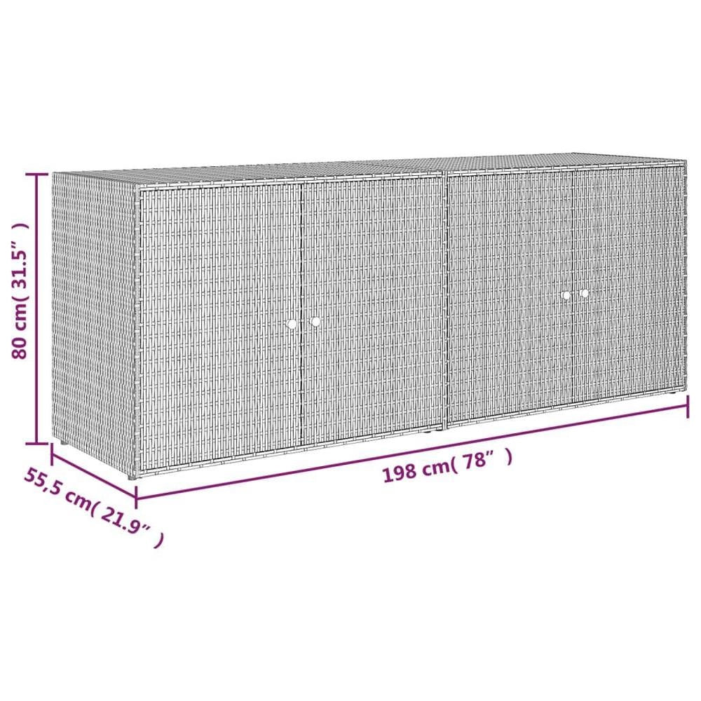 Garden Cabinet Grey 198x55.5x80 Cm Poly Rattan