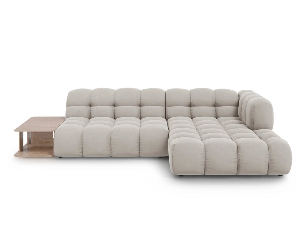 Cosmopolitan Design - Divano angolare modulare destro "Sky" 4 posti in velluto beige chiaro 