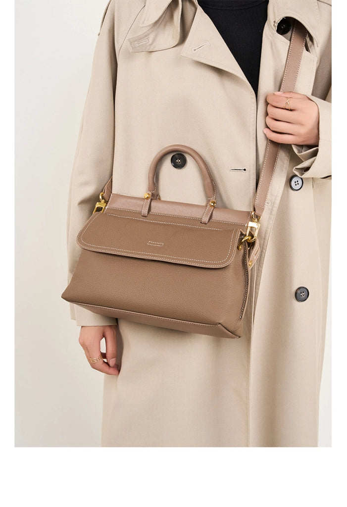 Borsa a tracolla da donna in vera pelle, stile western, grigia
