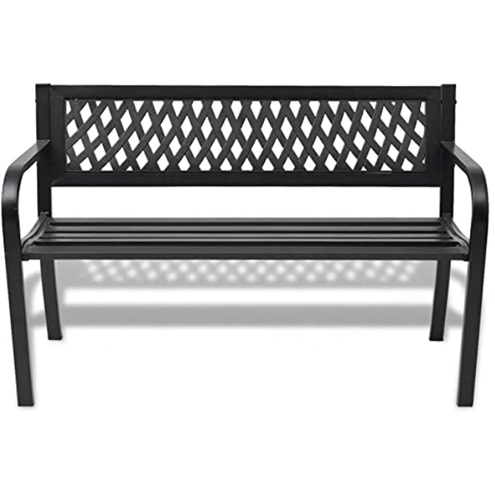 Panchina da Esterno Giardino Panca ABS e Struttura in Acciaio Nero 120x50x75cm
