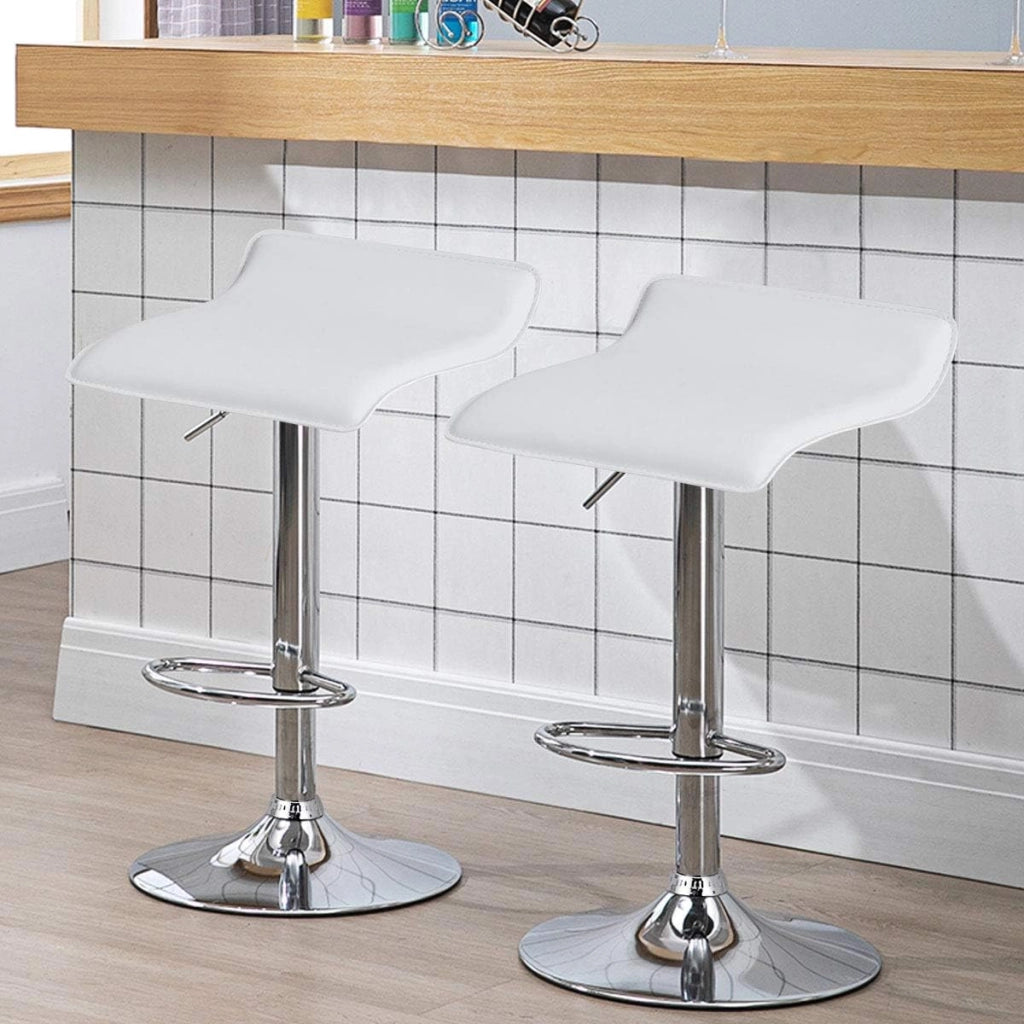 Set di 2 Sgabelli Girevoli da Bar, Sgabello Regolabile in Altezza per Bar, Rotazione a 360°, Sgabelli da Bar senza Braccioli, con Poggiapiedi, Portata 120 kg (Bianco)