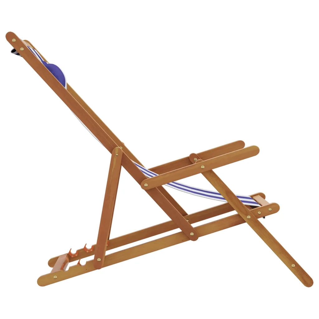 Sedie da Spiaggia Pieghevoli 2 pz Blu e Bianco Tessuto e Legno 3214490
