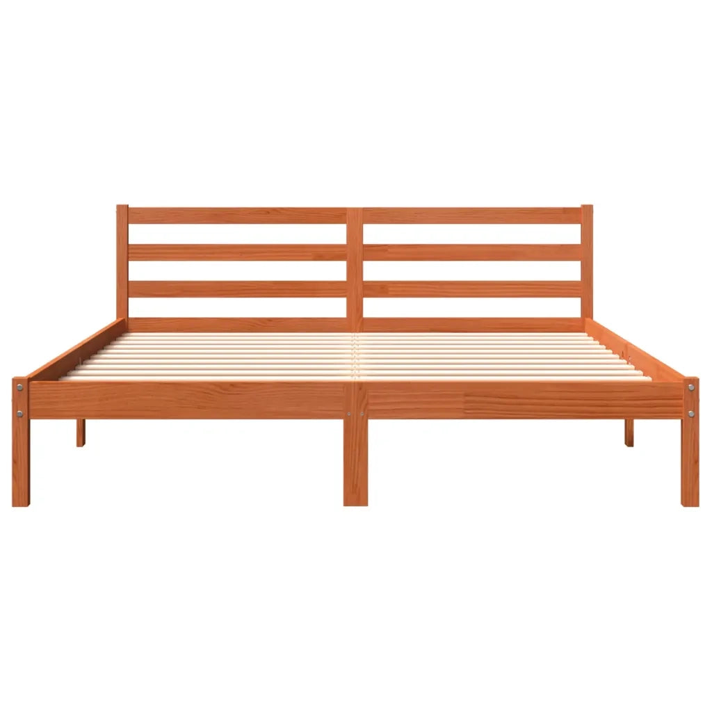 Letto senza Materasso Marrone Cera 200x200 cm in Legno di Pino