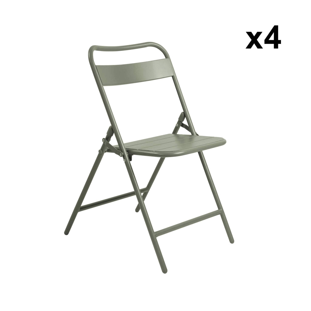 Set tavolo da giardino bistrot in acciaio con 4 sedie pieghevoli,