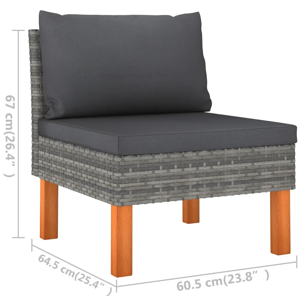 Set Divani da Giardino 6 pz con Cuscini in Polyrattan Grigio cod mxl 44533
