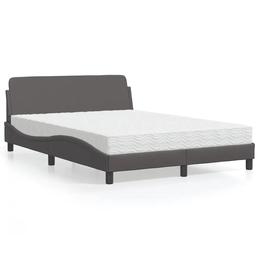 Letto con Materasso-Struttura Letto con Materasso Dover Grigio 140x200 cm in Similpelle