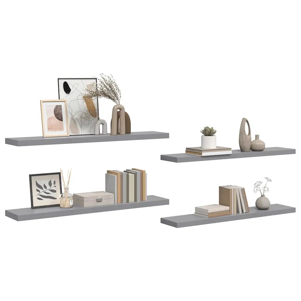 Scaffali a Parete 2 pz Grigi 120x23,5x3,8 cm in MDF 323864