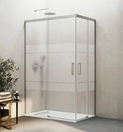 Box doccia angolare BASIC apertura al vertice 70x70 cm (65-70/65-70) nichel vetro satinato