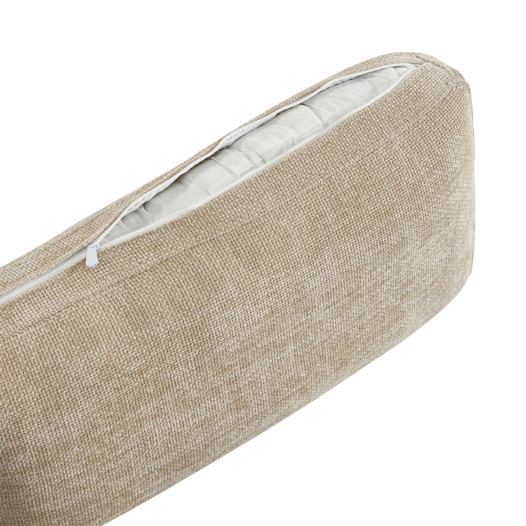 Poltrona in tessuto con gambe in legno di hevea, beige