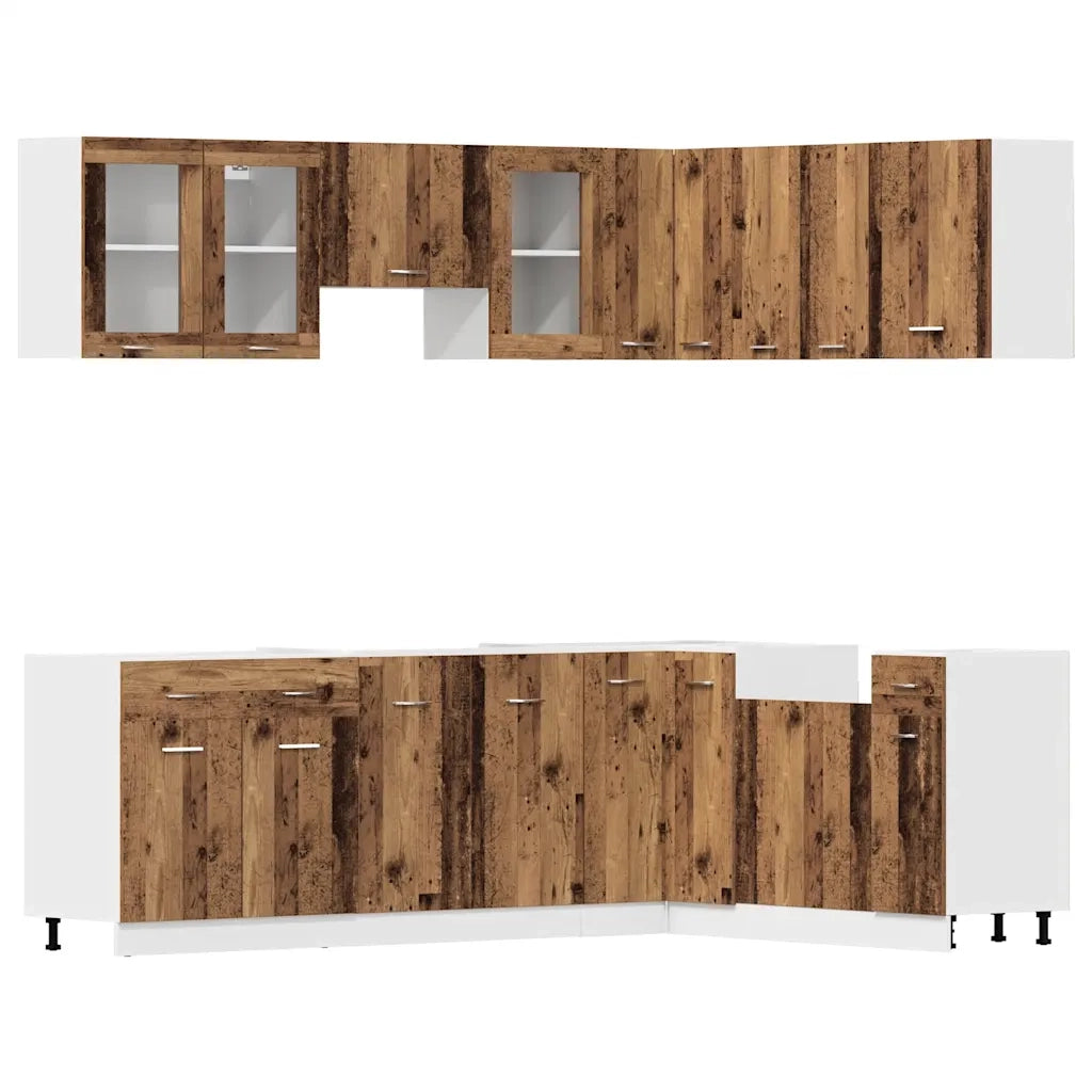 Set di Mobili da Cucina 11 pz Legno Antico in Truciolato