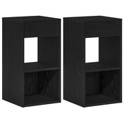 Set di 2 Comodini | Armadio da Notte | Mobiletto da notte con Cassetto Rovere Neri 35x34x66,5 cm