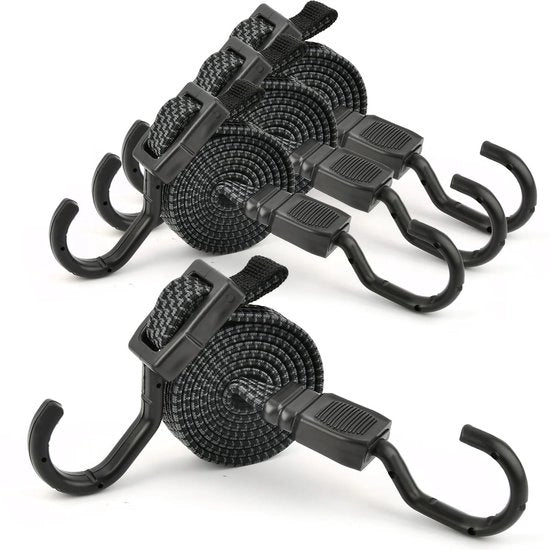4 pezzi di corda bungee regolabile da 100 cm con gancio, cinture di bagaglio larghe con gancio, cinture di bagaglio piane, corda bungee, larga, piatta, corda elastica con gancio, corda bungee extra resistente per esterno, biciclette, vele