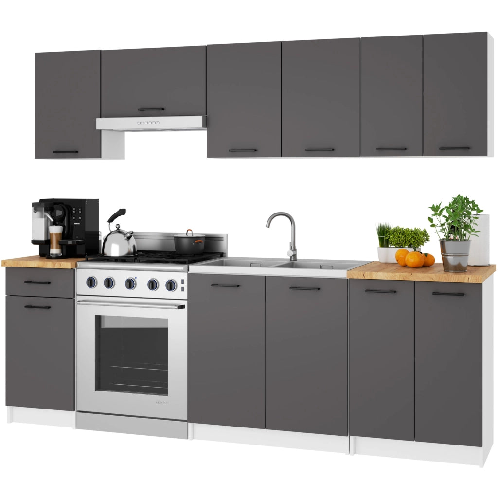 Mobile cucina modulare con piano di lavoro AKORD OLIWIA Bianco 50 cm 1 anta 1 cassetto inserto frontale Grigio Grafite 50x46x85 cm