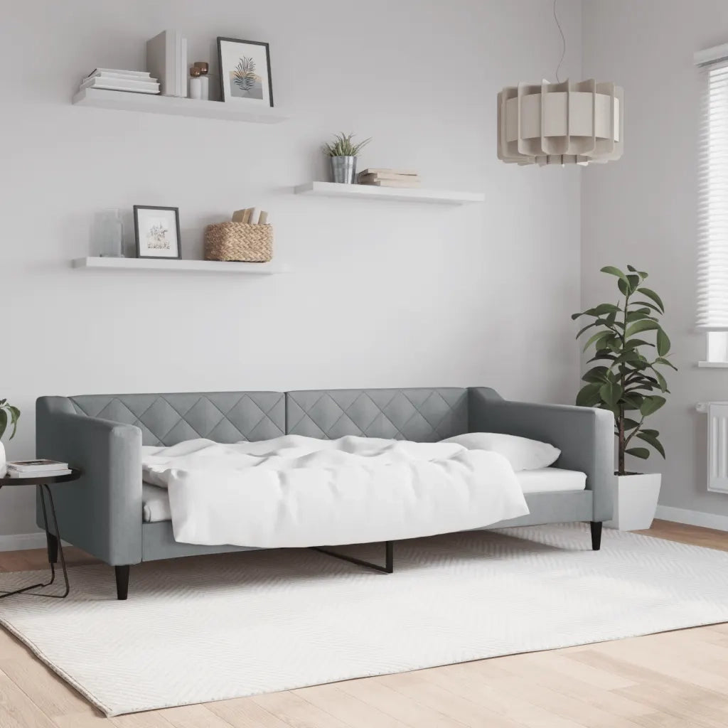 Letto da Giorno Grigio Chiaro 90x200 cm in Tessuto 354161