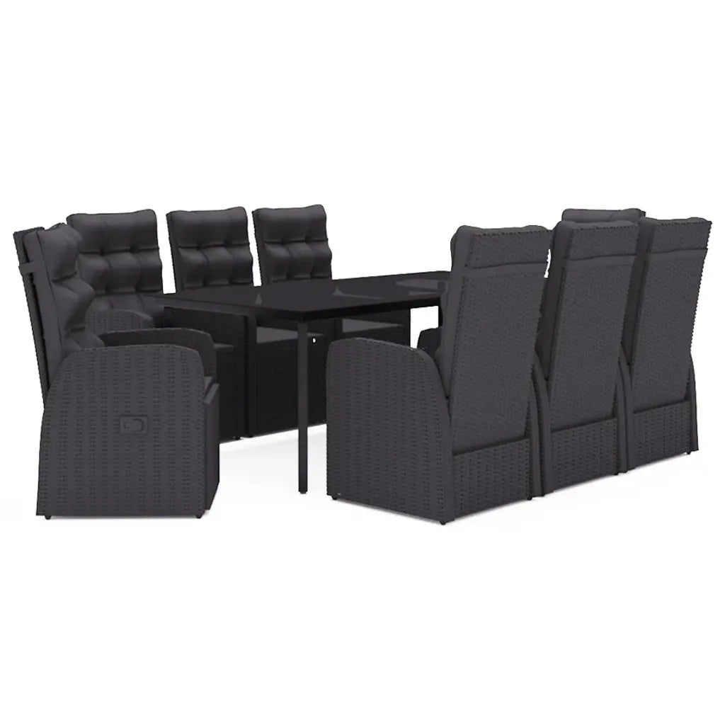 Set Mobili da Pranzo per Giardino 9 pz con Cuscini Nero cod mxl 51072