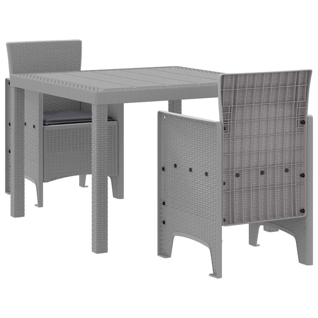 Set da Pranzo per Giardino 3 pcs Grigio chiaro Polipropilene