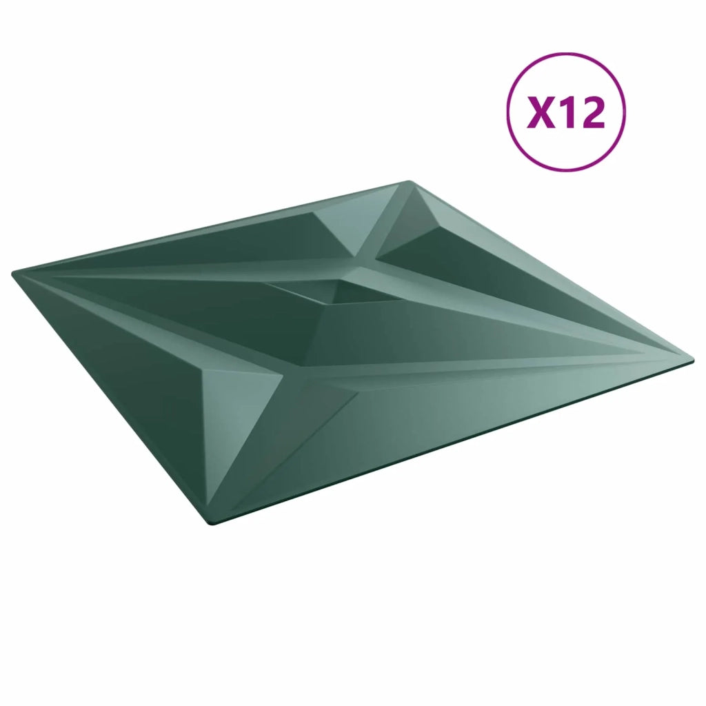 Pannelli da parete 12 pcs Verde Stella 50 x 50 cm Schiuma XPS