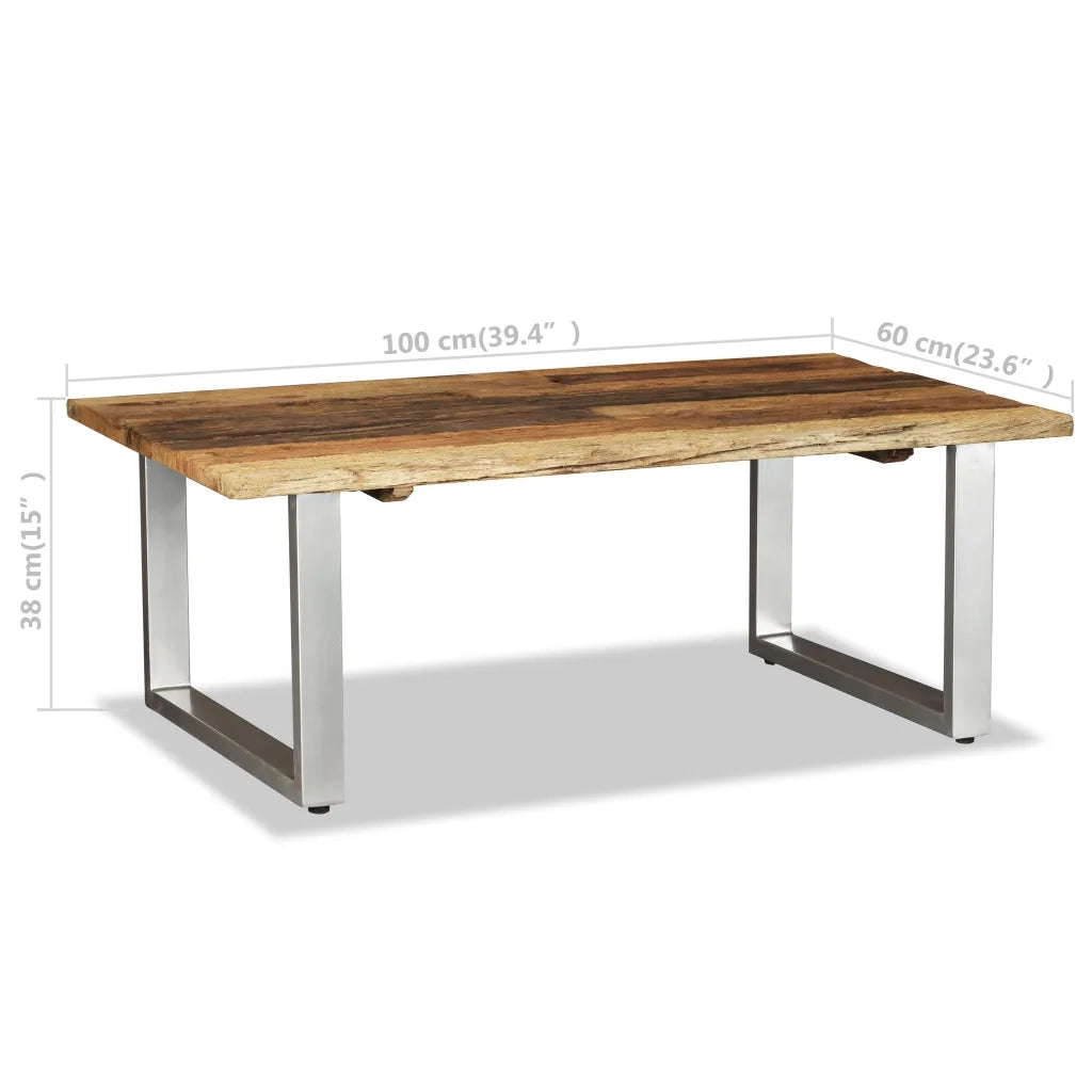 Tavolino da CaffÃ¨ in Legno Massello Recuperato 100x60x38 cm cod mxl 6106
