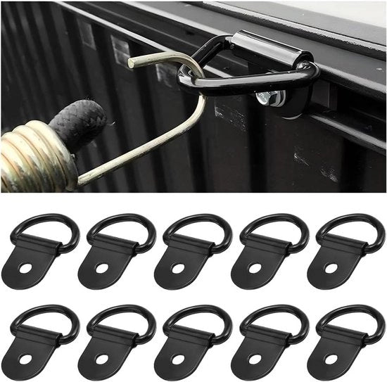 Raccordi di fissaggio D di acciaio inossidabile 62 x 55 cm - Set da 10 pezzi - Occhi universali per attacchi - Fissaggio della carreggiata auto, camion, kayak.