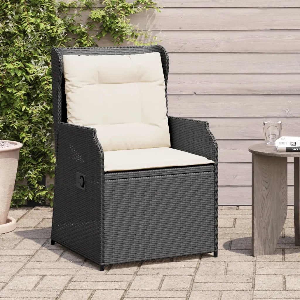 vidaXL Sedie Reclinabili da Giardino 2 pz con Cuscini Nero Polyrattan