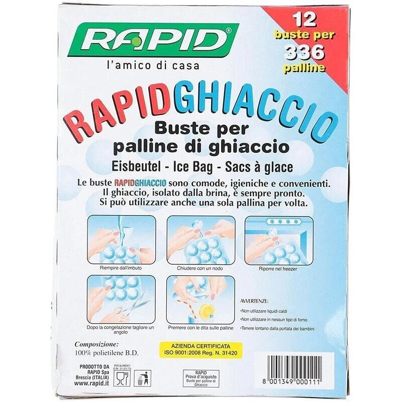 RAPID 3 CONFEZIONI FORMA PALLINE DI GHIACCIO CON 12 BUSTE PER 336 PALLINE