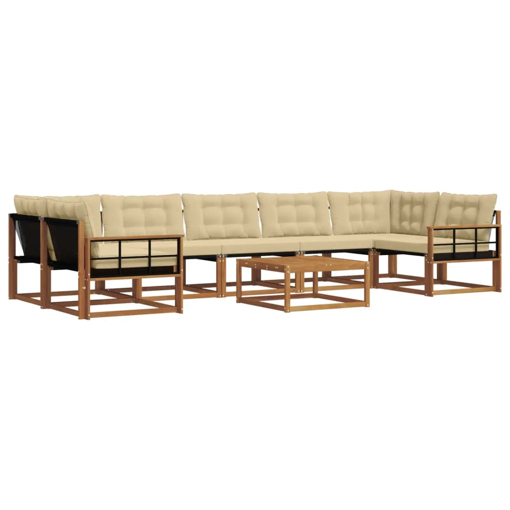Set di divani da esterno con cuscino 8 pcs Naturale e Beige