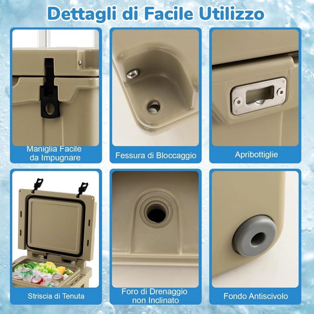 Borsa Frigo Portatile da 43 L, Ghiacciaia Portatile con Ruote, Maniglia in Alluminio, Apribottiglie, Frigo Portatile per Campeggio, Pesca, Viaggi, Spiaggia