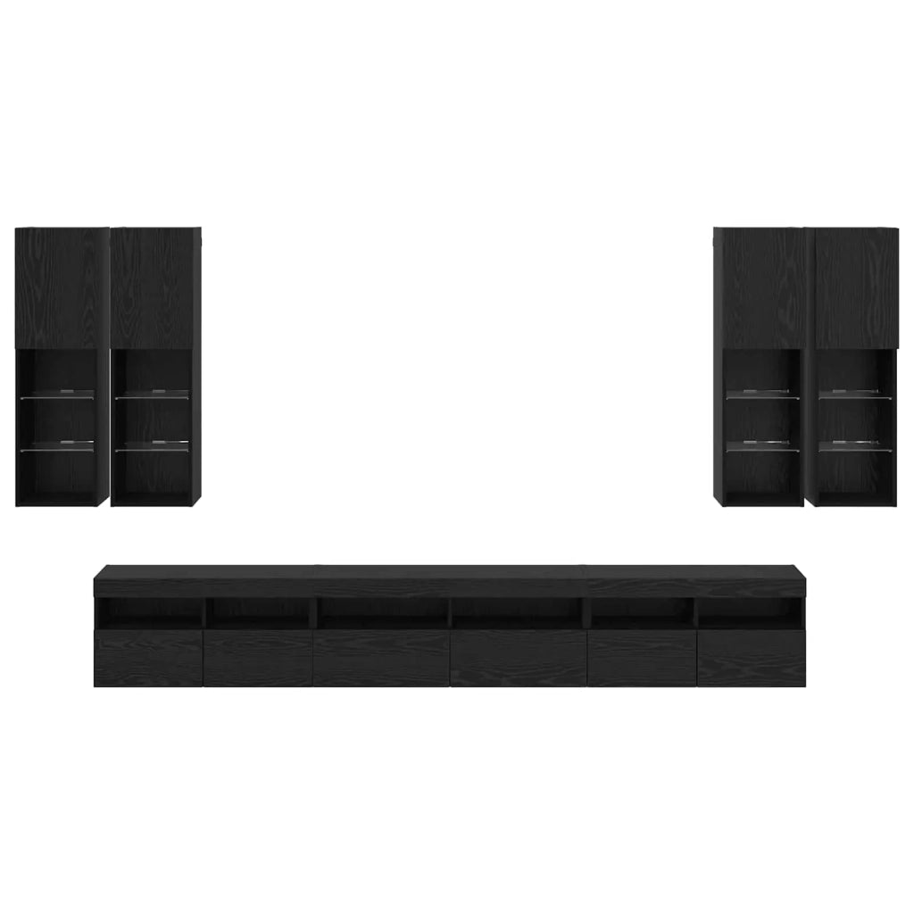 Set di Mobiletto da TV a Parete 7 pcs Rovere Nero 3402799