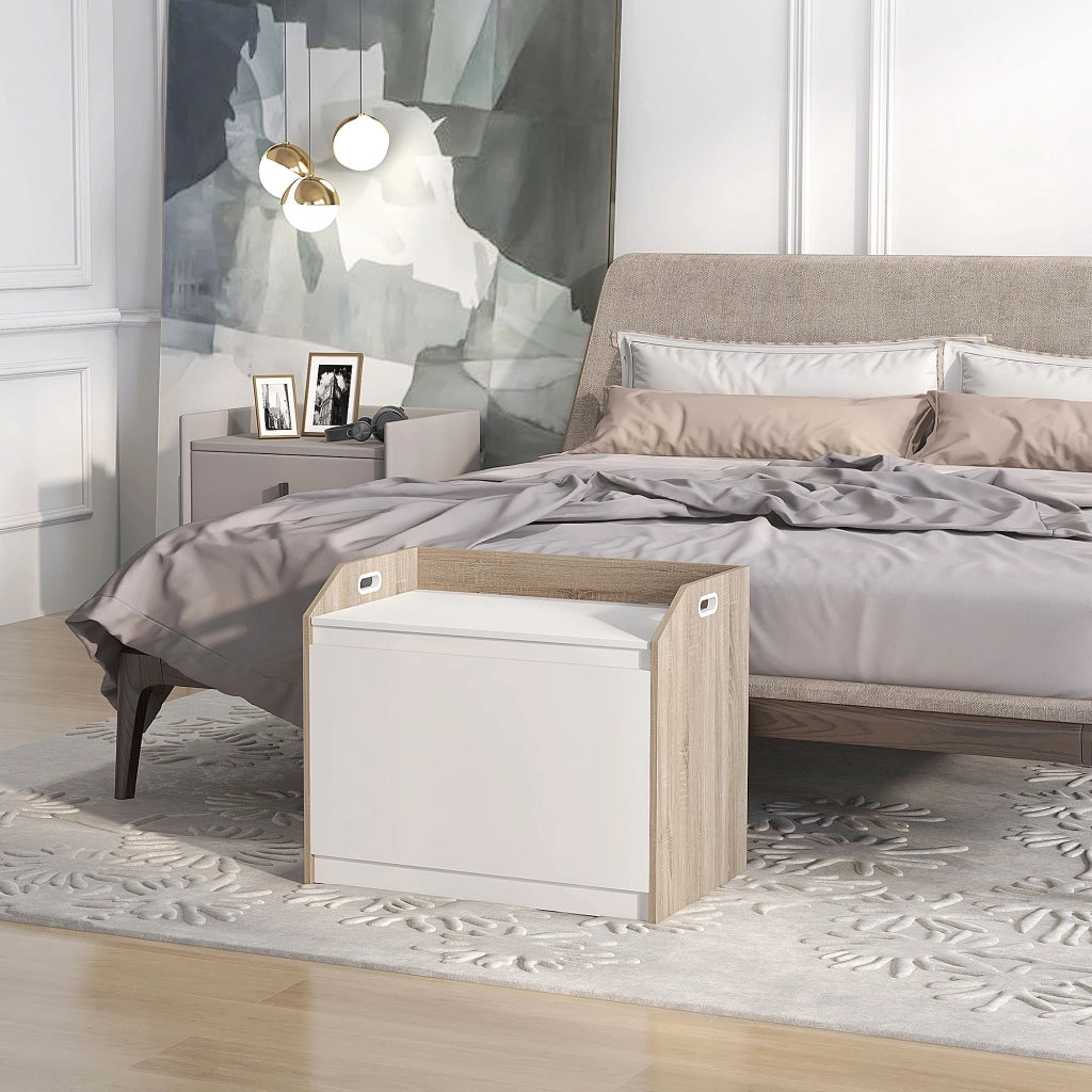 Cassettiera Moderna in Legno con Schienale e Vano Contenitore ¨C zephmum ¨C 62.4x40x51.5cm, Bianco