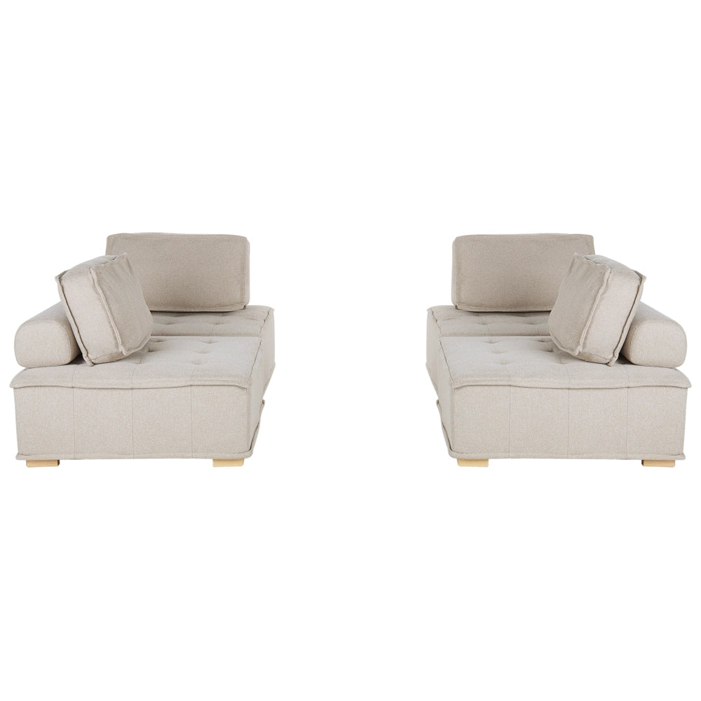 Divano Set Beige Tessuto Poliestere 300 x 200 cm Imbottito 4 Posti Modulare Scandinavo Moderno