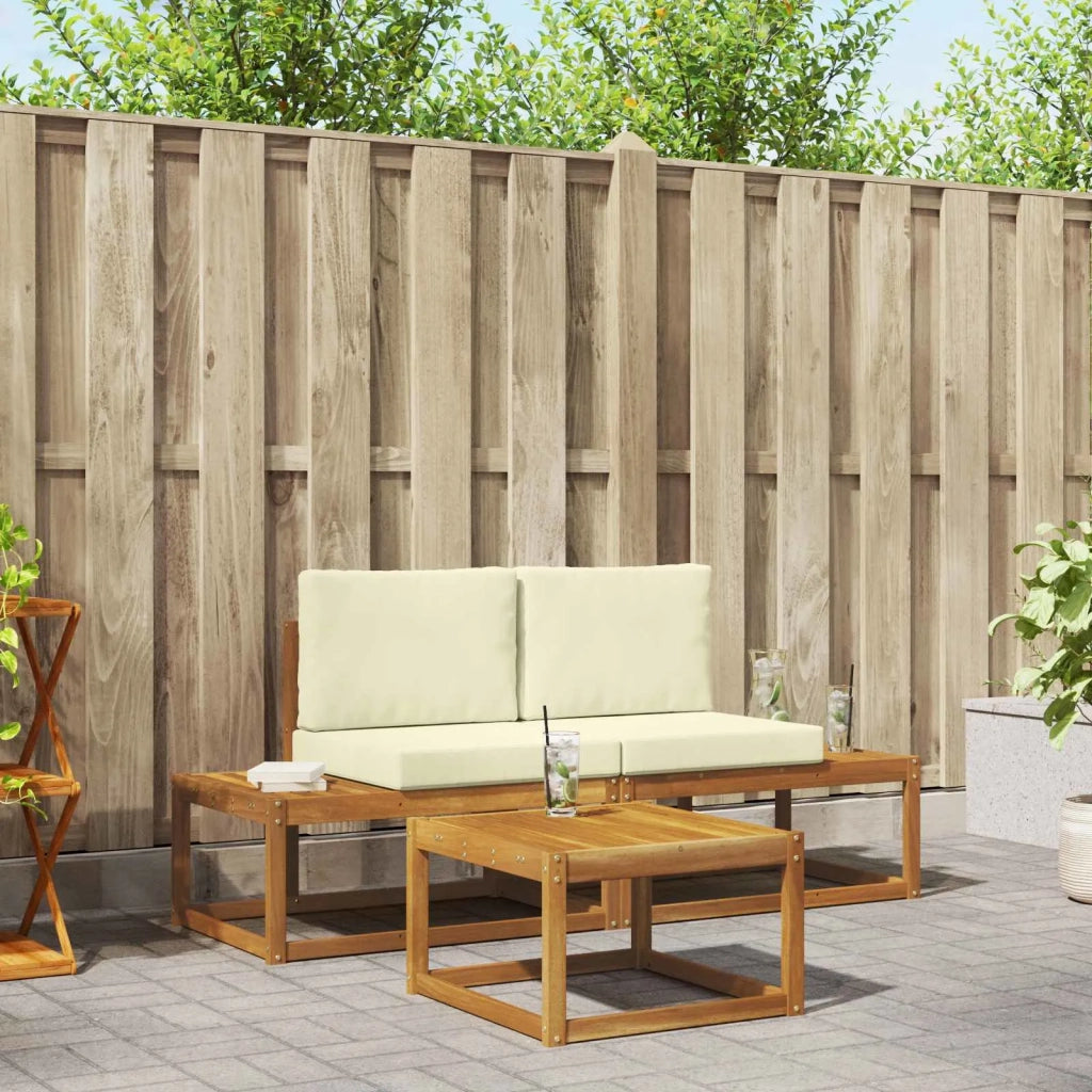 Set di divani da esterno con cuscino 3 pcs Naturale