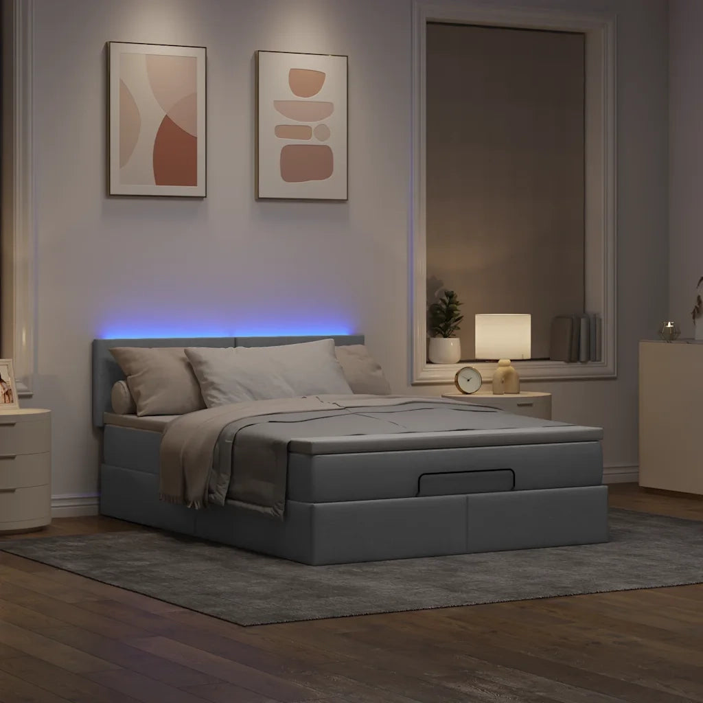Struttura Letto Pouf con Materasso 140x200 cm in Tessuto 3312229