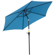 Ombrellone da Giardino Ø260x240 cm con Manovella e Testa Inclinabile in Alluminio e Poliestere Blu