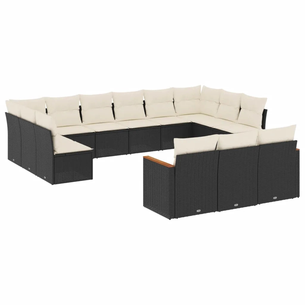 Set Divani da Giardino 13pz con Cuscini Nero in Polyrattan 3258857